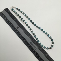 Silver Schark Handmade Sterling Silver & Turquoise Square Necklace 16-20″ #33