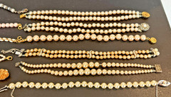 Lot 16 Vintage Now Simulated Faux Pearl Bracelets 2 Napier 1 Coro 2 Patented