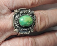 Vtg Sterling Silver SOUTHWESTERN Harvey Variscite Old Pawn Ring Lot ~ Sz 11