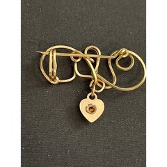 Vintage Gold Swirl Earrings & Brooch with Heart Pendants 3 piece Set 3.1g