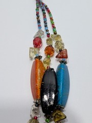 ✨VINTAGE✨ EsMor Bohemian Painted Bead Necklace 3 Strands Hand Strung Fabulous