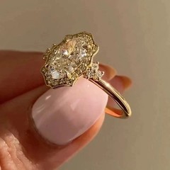 2.9Ct VVS1 Oval Cut Lab Created Diamond Wedding Anniversary 14k Gold Finish Ring