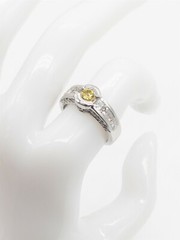 $12,000 2.50ct VS G & Fancy Intense Yellow Diamond Platinum Wedding Ring 13g