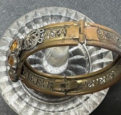 Vintage 1930’s Possibly Czech Green Glass Hinged Bracelet See Pictures For
