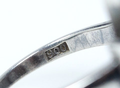 900 Silber Antik Art Deco Ring Achat Markasite Ringgröße 51,5