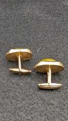 Vintage Yellow Cufflinks Gold Tone Men’s Jewelry