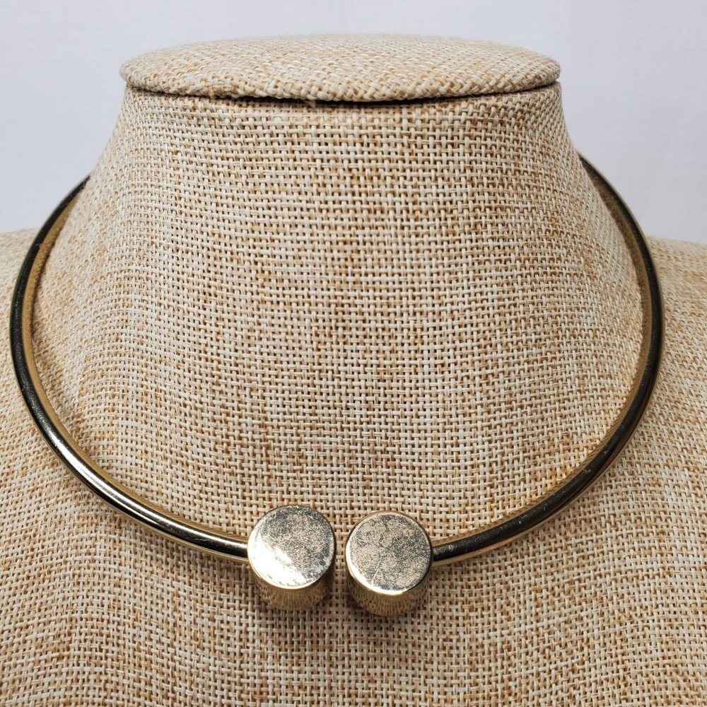 Vintage Necklace Casual Career Collar Gold Tone Hinged