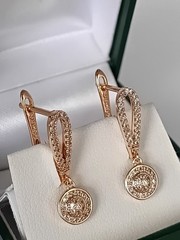 Vintage 1990-s 14 Ct Rolled Gold Zircons Earrings-Hallmarked 585 RG