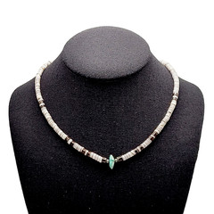 Southwestern USA Heishi Olive Shell Turquoise Stone Center Handcrafted Necklace