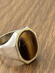 Vintage Mens Tigers Eye 925 Sterling Silver Ring Sz 10