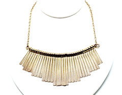 Brutalist Modernist Textured Fringe 16” Collar Geometric Gold Necklace (G1)