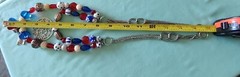 Red White Blue America 4th Of July Acrylic And Lamp work Art Glass Necklace