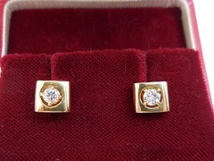 14K Gold Earring Jackets w/ .42 CTW Diamond Stud Earrings • Convertible Enhancer