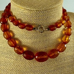 Antique Königsberg Baltic Amber Necklace, Faceted Graduated Beads, Natural Amber