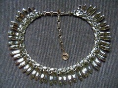 Lisner Vintage Jewelry Light Gold Tone Metal Panel Necklace & Unrelated Earrings