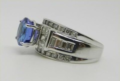 Vintage 14K White Gold 2.21 Cts Tanzanite 1.00 Ct Diamond Ring Size 5 – LB3282