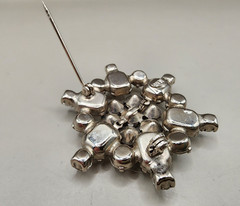 Vintage WEISS Clear Rhinestone Snowflake Brooch Pin Silver Tone Art Deco Style