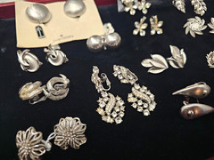 Vintage Trifari Silver Tone Rhinestone & Faux Pearl Earring Signed Lot – 18 pcs