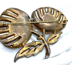 Vintage 1930’s Teal & Pink Rhinestone Inset Bowl Shaped Flower Figural Brooch!
