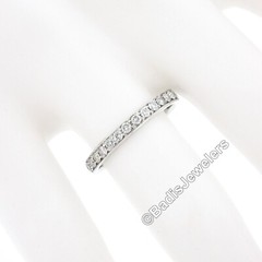 Vintage 14k White Gold 0.60ctw Round Pave Diamond w/ Milgrain Eternity Band Ring