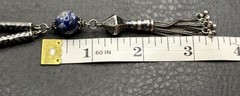 VTG Sterling Silver Tassel Blue Stone Niello Foxtail Chain Boho Necklace 26” 60g