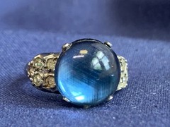 Vtg Sterling Silver Ring 3.5g Fine Jewelry Size 4.5 Band Blue Stone *READ*