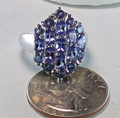 QVC Vintage Sterling 925 SGF Thailand Lab-Created Tanzanite Cocktail Ring S6.75