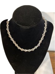 Vintage AB Crystal Glass Necklace stamped Japan – one strand 15″ end to end