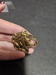 Ladies Antique Whispy lady Brooch Stamped brass! Art Deco or Art Nouveau