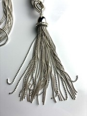 Joan Rivers M Silver Tone Multi Strand Snake Chain Tassel W/box