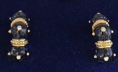CAMROSE & KROSS JBK BLUE SWIRL ENAMELED CRYSTALS HOOP CLIP-ON EARRINGS☆COA☆NWT☆