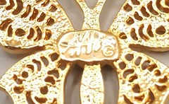 Lot 3 Vintage Butterfly Brooches Pins Gold Tone Enamel Signed AAi Filigree Set