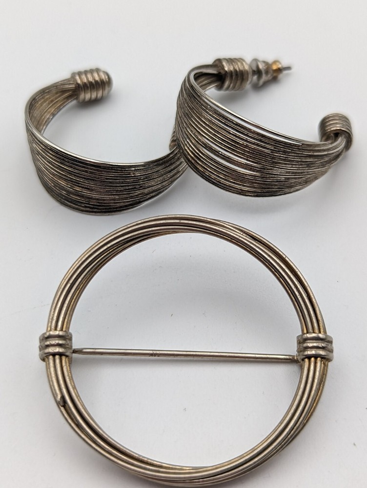 Pin & Pierced Earrings Hoop Wire Silver tone