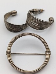 Pin & Pierced Earrings Hoop Wire Silver tone