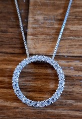 Vintage Estate Sterling Silver Oval Pendant Necklace With CZ Stones!! 4 Grams!!