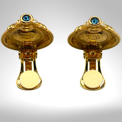 Nolan Miller Amethyst-Crystal Gold-Tone Clip On Earrings 1990s Dynasty Glamour