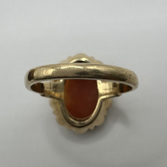 Vintage 14k Yellow Gold Carved Shell Oval Portrait Lady Cameo Ring ~ Size 6