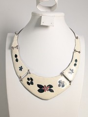 Vintage Enamel Over Copper Necklace 17.5″ Collar Artisan 60s 70s Hippie Boho