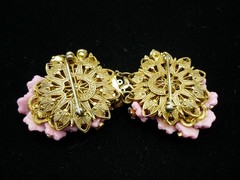 Vintage Miriam Haskell Sweater Guard Brooch: Horseshoe Cartouche Pink Brooch