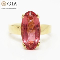 NYJEWEL GIA Certified 14k Gold 8ct Natural Imperial Orange Pink Topaz Ring
