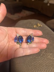 vintage DeLizza & Elster (Juliana) blue and green cluster clip-on earrings