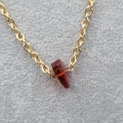 Vintage Necklace Gold tone Brown Station Extra Long 32 in