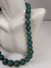 vintage Beaded Necklace southwestern Style Chunky Blue Statement 19”