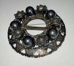 Antique Sterling Silver Latvian Sakta Brooch Pin signed J. Betins Riga, Latvia