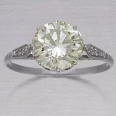 Art Deco Style White Lab Created Diamond Engagement 14K White Gold Finish Ring