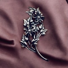 Vintage Danecraft Sterling Silver Floral Spray Brooch Pin Blooming Branch 3 1/8”