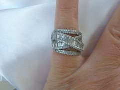 Sterling Silver 925 Multi Row Baguette CZ Highway Ross Simons Ring Size 6