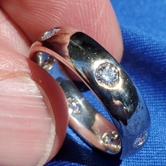 Original EARTH MINED DIAMOND 14K GOLD Deco Band Eternity Anniversary Ring S 10.5