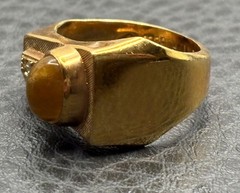 VTG 18K HGE Gold Plated Tiger Eye Men’s Women’s Ring Vintage Statement Size 7