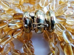 Vintage 18K Gold MAZ Hammered Clasp Citrine Multi Strand Necklace 10 Strand 195g